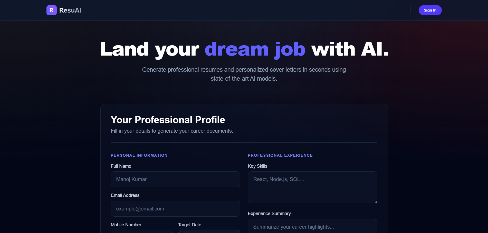ResuAI: Resume and CV Builder